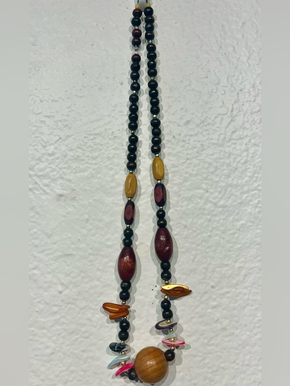 Handcrafted Multicolor Beaded Necklace with Black and Brown Accents